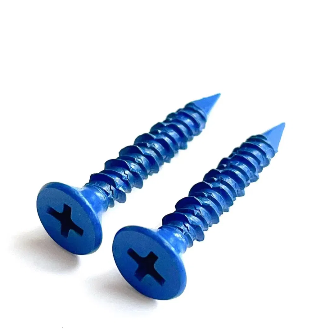 Chinese Supplier Yuanzhi Blue Ruspert DIN965 Phillips Csk Head Concrete Screw 1/4" High Quality