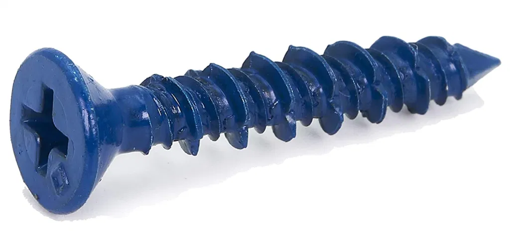 Blue Flat Phillips Concrete Screws Diamond Point Screw Anchor