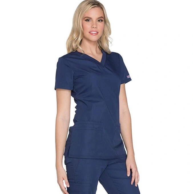 Poly/Cotton School Unisex V-Neck Scrub Top & Drawstring Scrubs Pants Sets Uniform